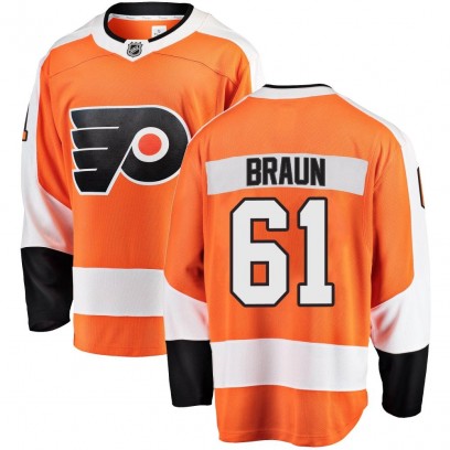 Youth Breakaway Philadelphia Flyers Justin Braun Fanatics Branded Home Jersey - Orange