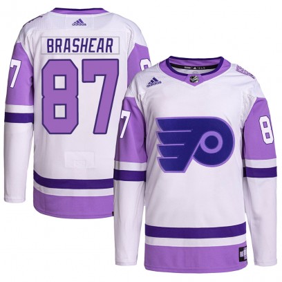 Men's Authentic Philadelphia Flyers Donald Brashear Adidas Hockey Fights Cancer Primegreen Jersey - White/Purple