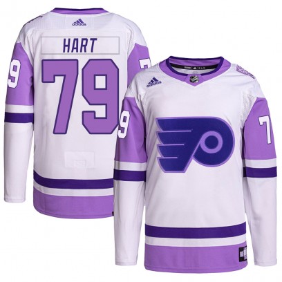 Men's Authentic Philadelphia Flyers Carter Hart Adidas Hockey Fights Cancer Primegreen Jersey - White/Purple