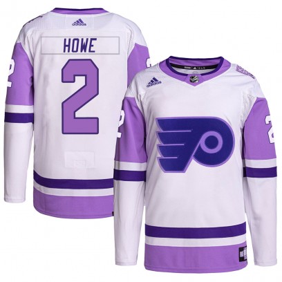 Men's Authentic Philadelphia Flyers Mark Howe Adidas Hockey Fights Cancer Primegreen Jersey - White/Purple