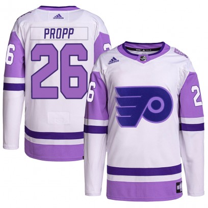 Men's Authentic Philadelphia Flyers Brian Propp Adidas Hockey Fights Cancer Primegreen Jersey - White/Purple