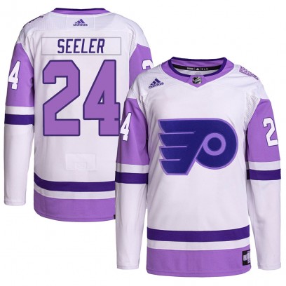 Men's Authentic Philadelphia Flyers Nick Seeler Adidas Hockey Fights Cancer Primegreen Jersey - White/Purple