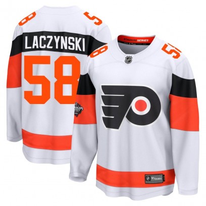 Men's Breakaway Philadelphia Flyers Tanner Laczynski Fanatics Branded 2024 Stadium Series Jersey - White