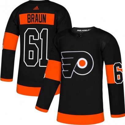 Youth Authentic Philadelphia Flyers Justin Braun Adidas Alternate Jersey - Black
