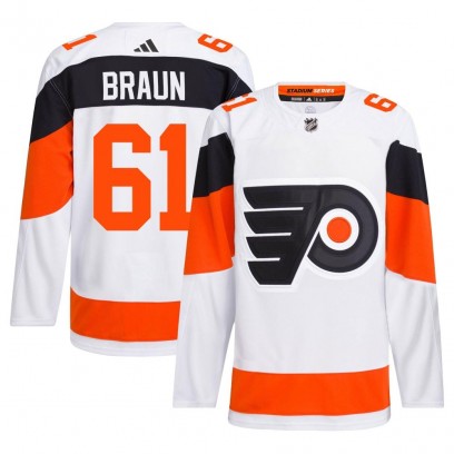 Men's Authentic Philadelphia Flyers Justin Braun Adidas 2024 Stadium Series Primegreen Jersey - White