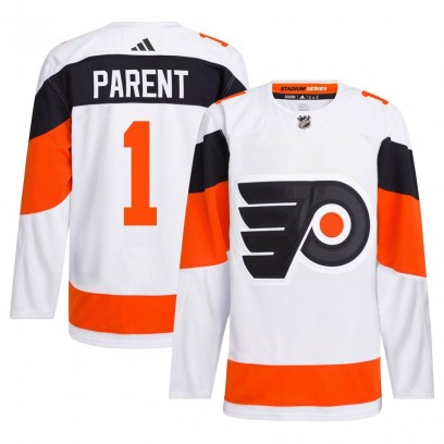 Men's Authentic Philadelphia Flyers Bernie Parent Adidas 2024 Stadium Series Primegreen Jersey - White