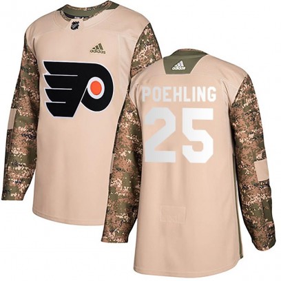 Youth Authentic Philadelphia Flyers Ryan Poehling Adidas Veterans Day Practice Jersey - Camo
