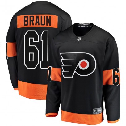 Youth Breakaway Philadelphia Flyers Justin Braun Fanatics Branded Alternate Jersey - Black