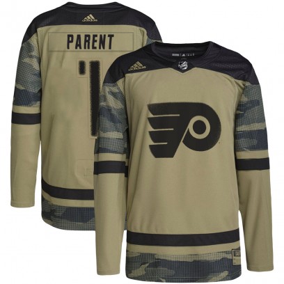Men's Authentic Philadelphia Flyers Bernie Parent Adidas Military Appreciation Practice Jersey - Camo