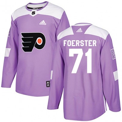 Men's Authentic Philadelphia Flyers Tyson Foerster Adidas Fights Cancer Practice Jersey - Purple