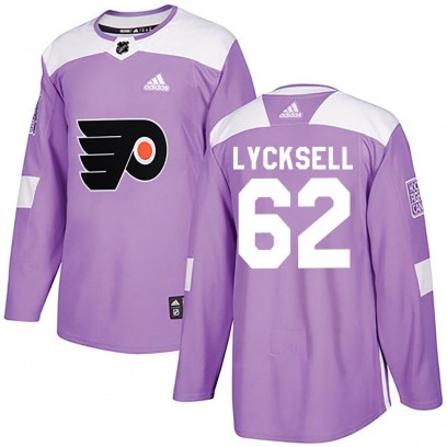 Men's Authentic Philadelphia Flyers Olle Lycksell Adidas Fights Cancer Practice Jersey - Purple