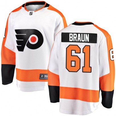Men's Breakaway Philadelphia Flyers Justin Braun Fanatics Branded Away Jersey - White