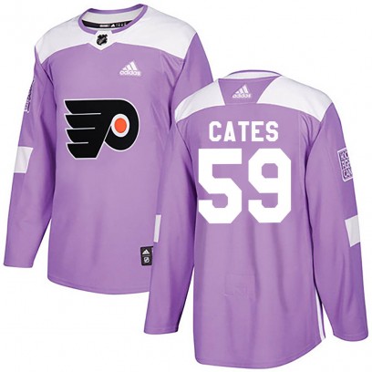Youth Authentic Philadelphia Flyers Jackson Cates Adidas Fights Cancer Practice Jersey - Purple