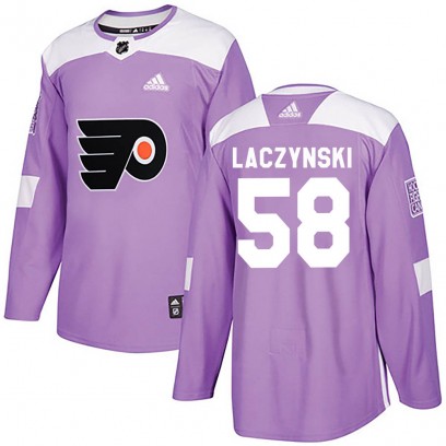 Youth Authentic Philadelphia Flyers Tanner Laczynski Adidas Fights Cancer Practice Jersey - Purple