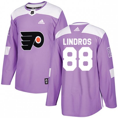 Youth Authentic Philadelphia Flyers Eric Lindros Adidas Fights Cancer Practice Jersey - Purple