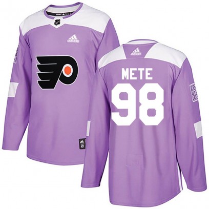 Youth Authentic Philadelphia Flyers Victor Mete Adidas Fights Cancer Practice Jersey - Purple